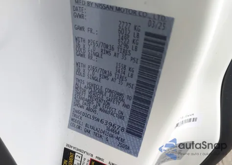 2025 Nissan Frontier King Cab S 4X2 from USA, damaged, VIN 1N6ED1CL9SN639678